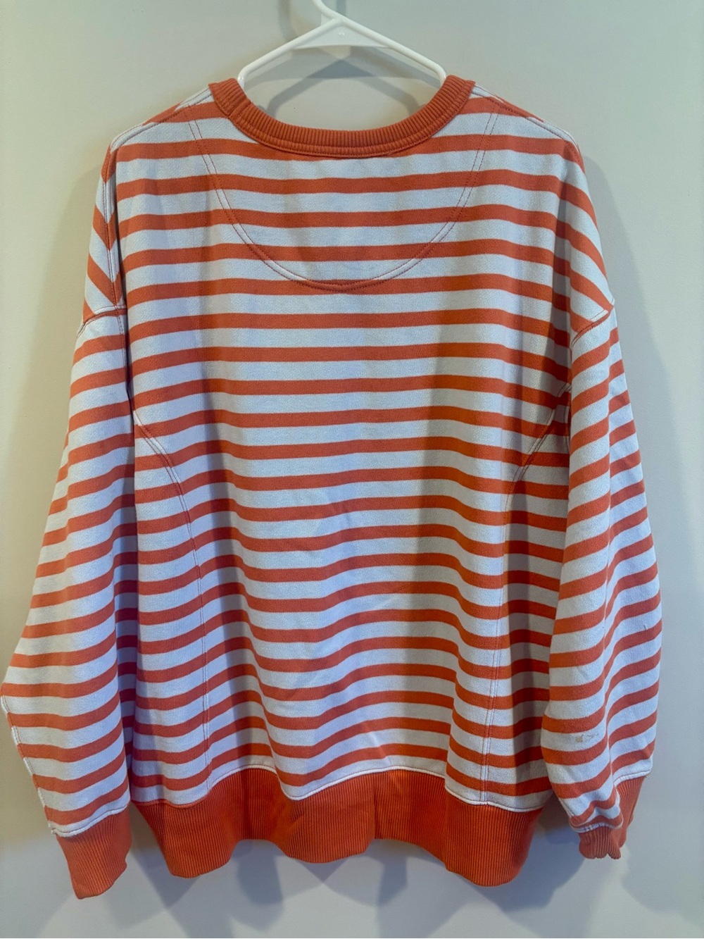 aerie Go To Sweatshirt, Rusty Peach Striped Crewneck Sweatshirt, size M, NWOT - Picture 2 of 5